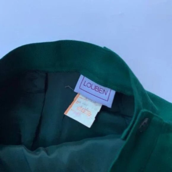 PURE Wool 50's Teal Green High waisted Midi Pin-up Pencil Skirt w Pockets Size 4 - Picture 7 of 13